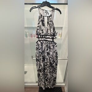 Express Black and White Leaf Print Maxi Dress